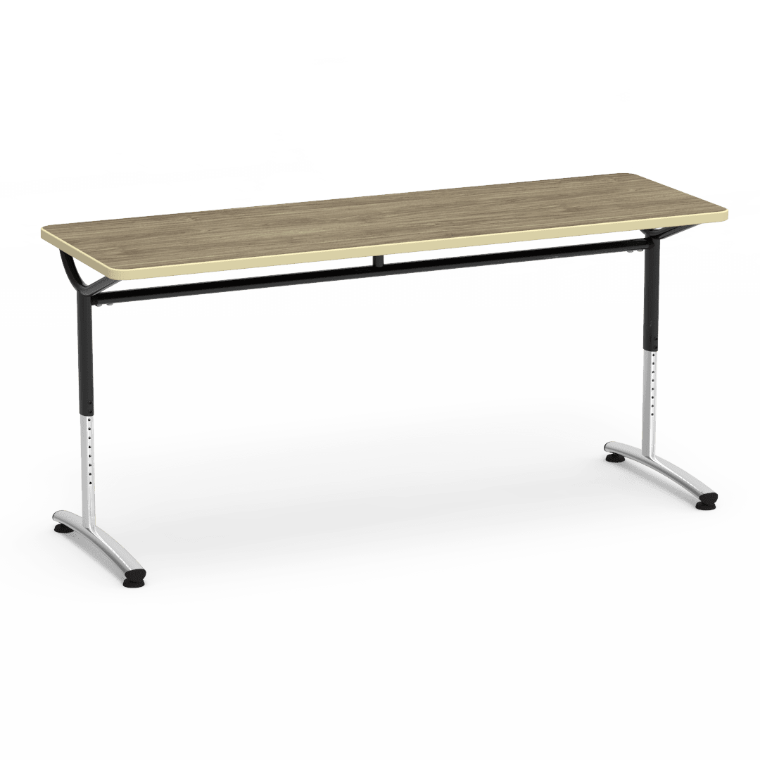 Virco TEXT Series Adjustable Height Training Table featuring Vertical Range and High - Performance Laminate Worksurface with Heavy - Gauge Steel Frame 72"W x 24"D x 26 - 34"H (TABLE - TE24728YADJ) - SchoolOutlet