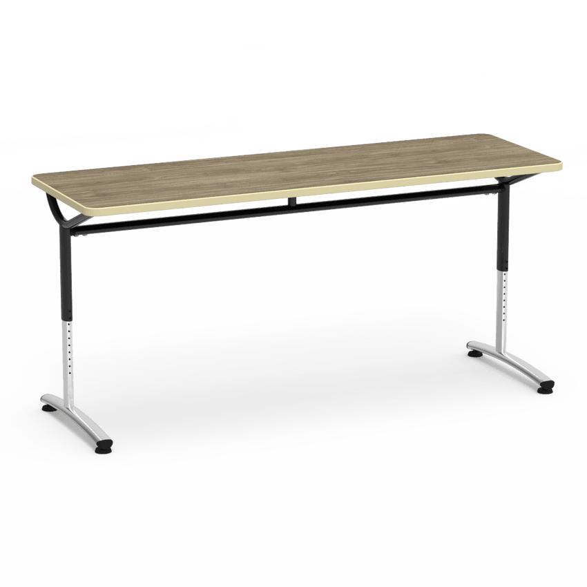 Virco TEXT Series Adjustable Height Training Table featuring Vertical Range and High - Performance Laminate Worksurface with Heavy - Gauge Steel Frame 72"W x 24"D x 26 - 34"H (TABLE - TE24728YADJ) - SchoolOutlet