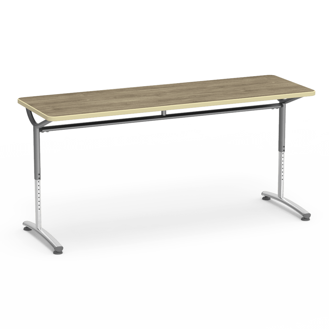 Virco TEXT Series Adjustable Height Training Table featuring Vertical Range and High - Performance Laminate Worksurface with Heavy - Gauge Steel Frame 72"W x 24"D x 26 - 34"H (TABLE - TE24728YADJ) - SchoolOutlet