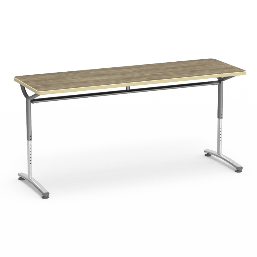 Virco TEXT Series Adjustable Height Training Table featuring Vertical Range and High - Performance Laminate Worksurface with Heavy - Gauge Steel Frame 72"W x 24"D x 26 - 34"H (TABLE - TE24728YADJ) - SchoolOutlet