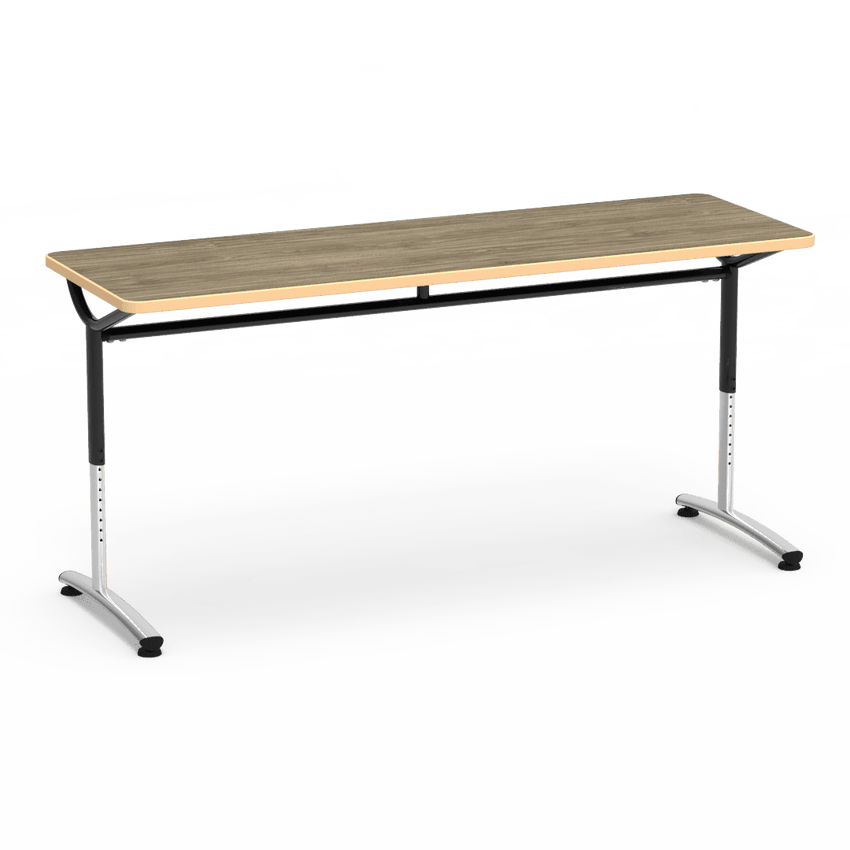 Virco TEXT Series Adjustable Height Training Table featuring Vertical Range and High - Performance Laminate Worksurface with Heavy - Gauge Steel Frame 72"W x 24"D x 26 - 34"H (TABLE - TE24728YADJ) - SchoolOutlet