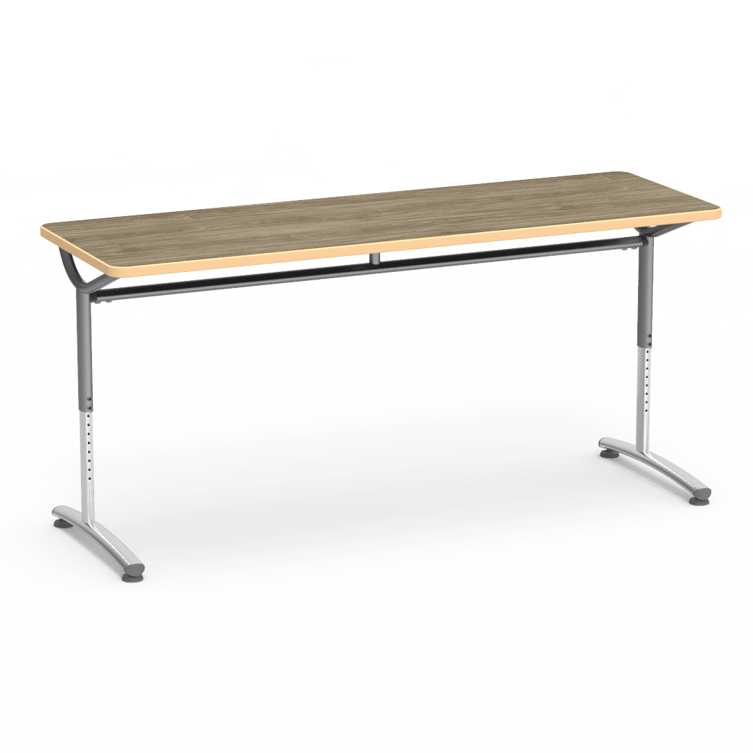 Virco TEXT Series Adjustable Height Training Table featuring Vertical Range and High - Performance Laminate Worksurface with Heavy - Gauge Steel Frame 72"W x 24"D x 26 - 34"H (TABLE - TE24728YADJ) - SchoolOutlet