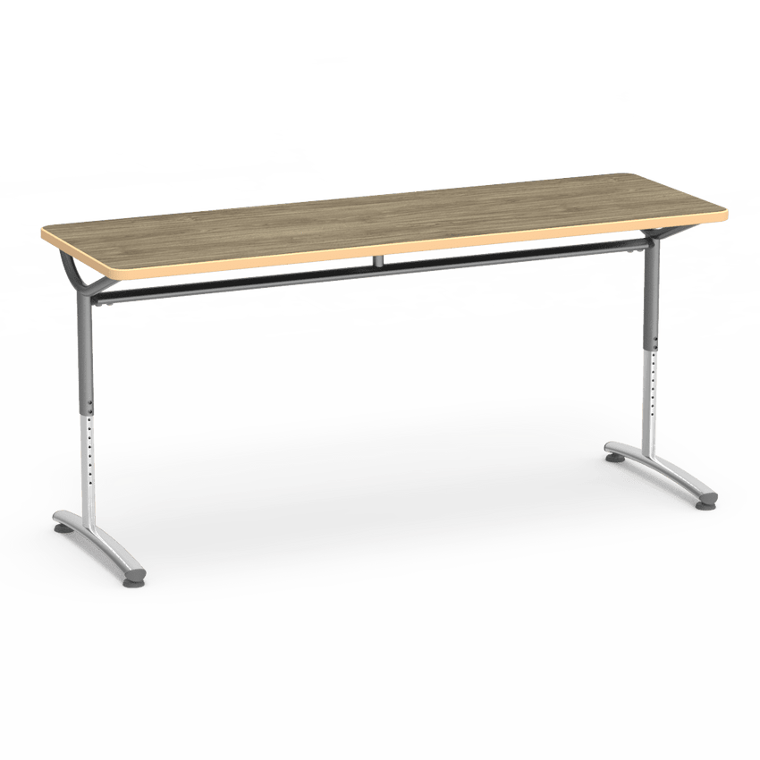 Virco TEXT Series Adjustable Height Training Table featuring Vertical Range and High - Performance Laminate Worksurface with Heavy - Gauge Steel Frame 72"W x 24"D x 26 - 34"H (TABLE - TE24728YADJ) - SchoolOutlet