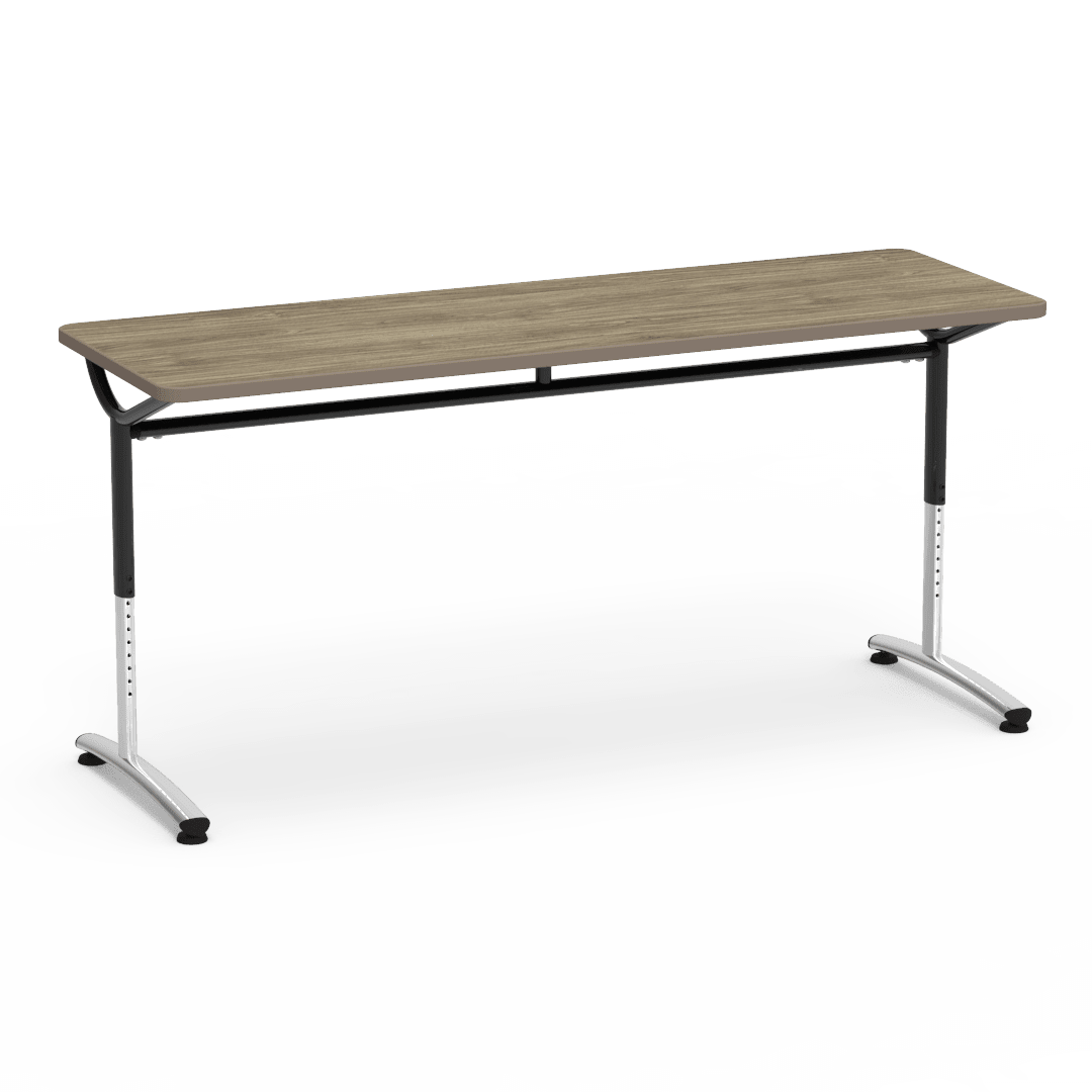 Virco TEXT Series Adjustable Height Training Table featuring Vertical Range and High - Performance Laminate Worksurface with Heavy - Gauge Steel Frame 72"W x 24"D x 26 - 34"H (TABLE - TE24728YADJ) - SchoolOutlet