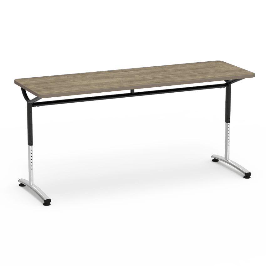 Virco TEXT Series Adjustable Height Training Table featuring Vertical Range and High - Performance Laminate Worksurface with Heavy - Gauge Steel Frame 72"W x 24"D x 26 - 34"H (TABLE - TE24728YADJ) - SchoolOutlet