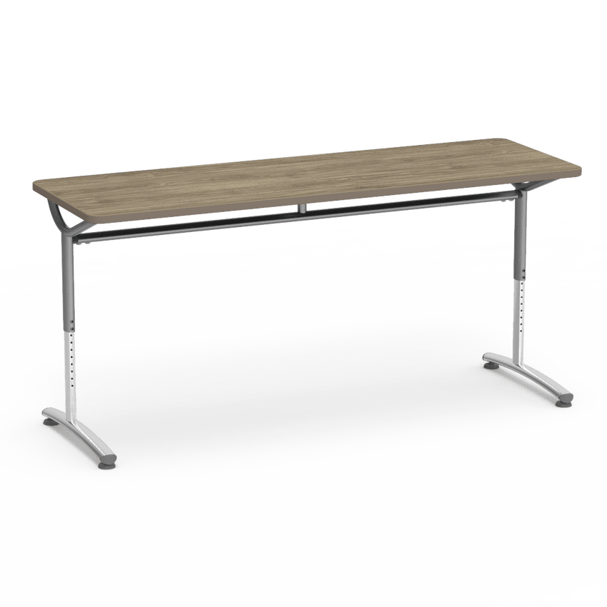 Virco TEXT Series Adjustable Height Training Table featuring Vertical Range and High - Performance Laminate Worksurface with Heavy - Gauge Steel Frame 72"W x 24"D x 26 - 34"H (TABLE - TE24728YADJ) - SchoolOutlet
