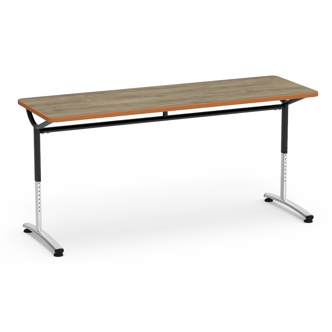 Virco TEXT Series Adjustable Height Training Table featuring Vertical Range and High - Performance Laminate Worksurface with Heavy - Gauge Steel Frame 72"W x 24"D x 26 - 34"H (TABLE - TE24728YADJ) - SchoolOutlet