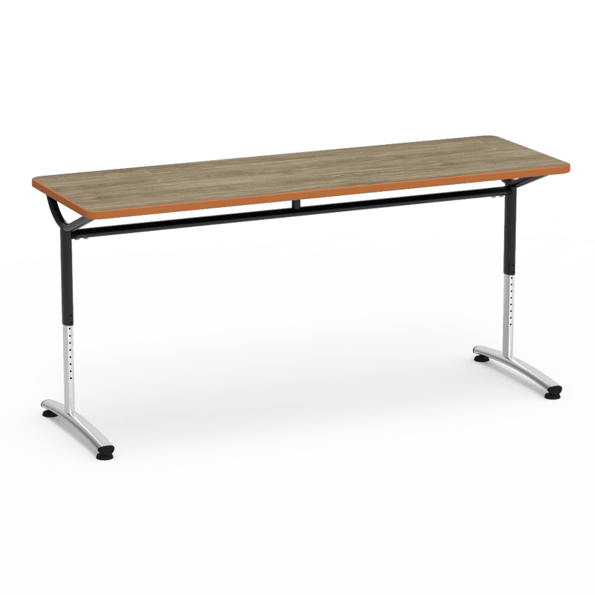 Virco TEXT Series Adjustable Height Training Table featuring Vertical Range and High - Performance Laminate Worksurface with Heavy - Gauge Steel Frame 72"W x 24"D x 26 - 34"H (TABLE - TE24728YADJ) - SchoolOutlet