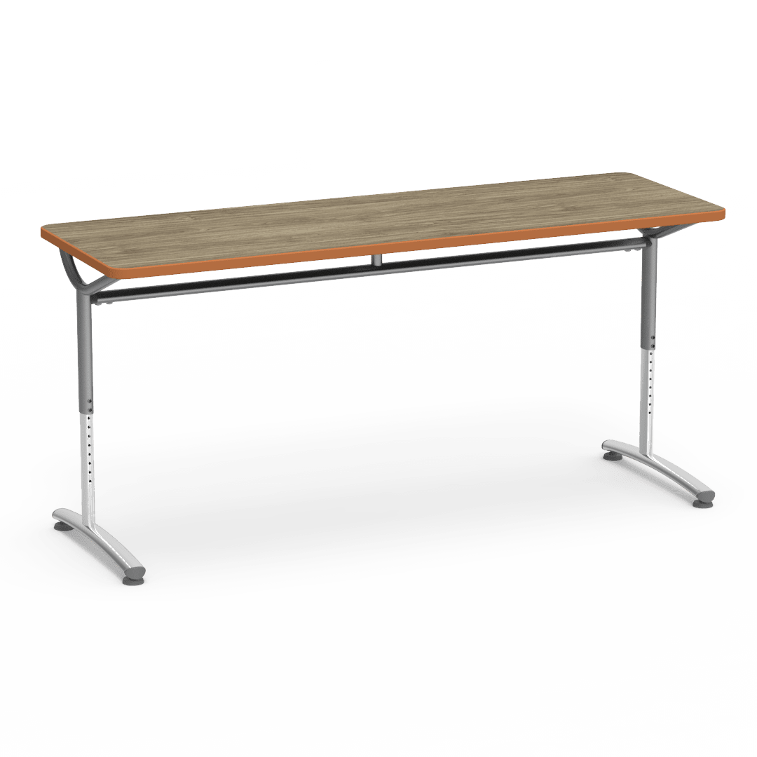 Virco TEXT Series Adjustable Height Training Table featuring Vertical Range and High - Performance Laminate Worksurface with Heavy - Gauge Steel Frame 72"W x 24"D x 26 - 34"H (TABLE - TE24728YADJ) - SchoolOutlet