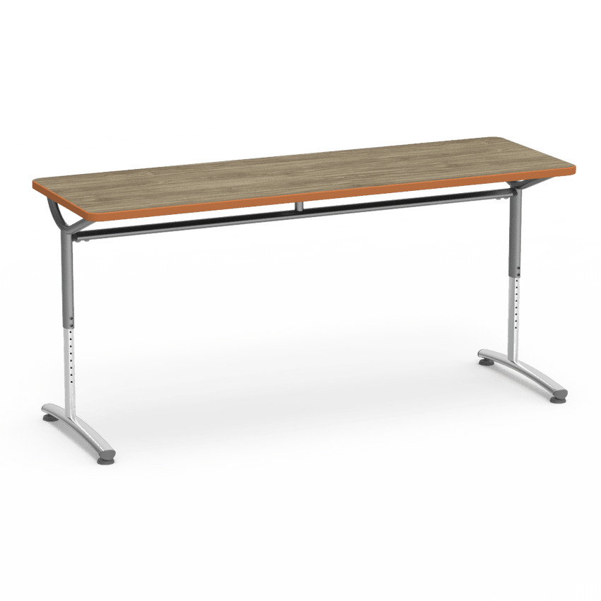 Virco TEXT Series Adjustable Height Training Table featuring Vertical Range and High - Performance Laminate Worksurface with Heavy - Gauge Steel Frame 72"W x 24"D x 26 - 34"H (TABLE - TE24728YADJ) - SchoolOutlet