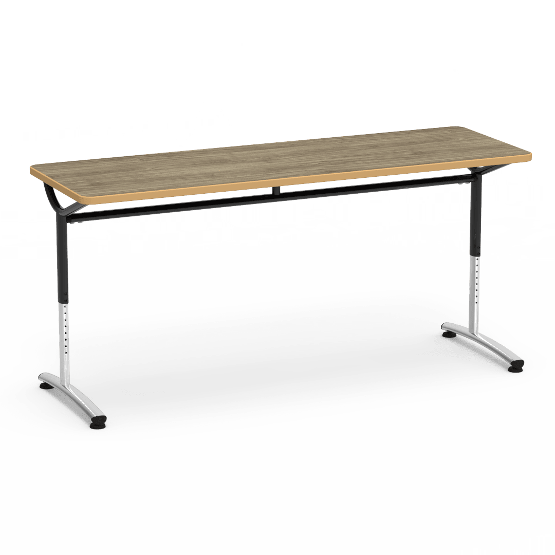 Virco TEXT Series Adjustable Height Training Table featuring Vertical Range and High - Performance Laminate Worksurface with Heavy - Gauge Steel Frame 72"W x 24"D x 26 - 34"H (TABLE - TE24728YADJ) - SchoolOutlet