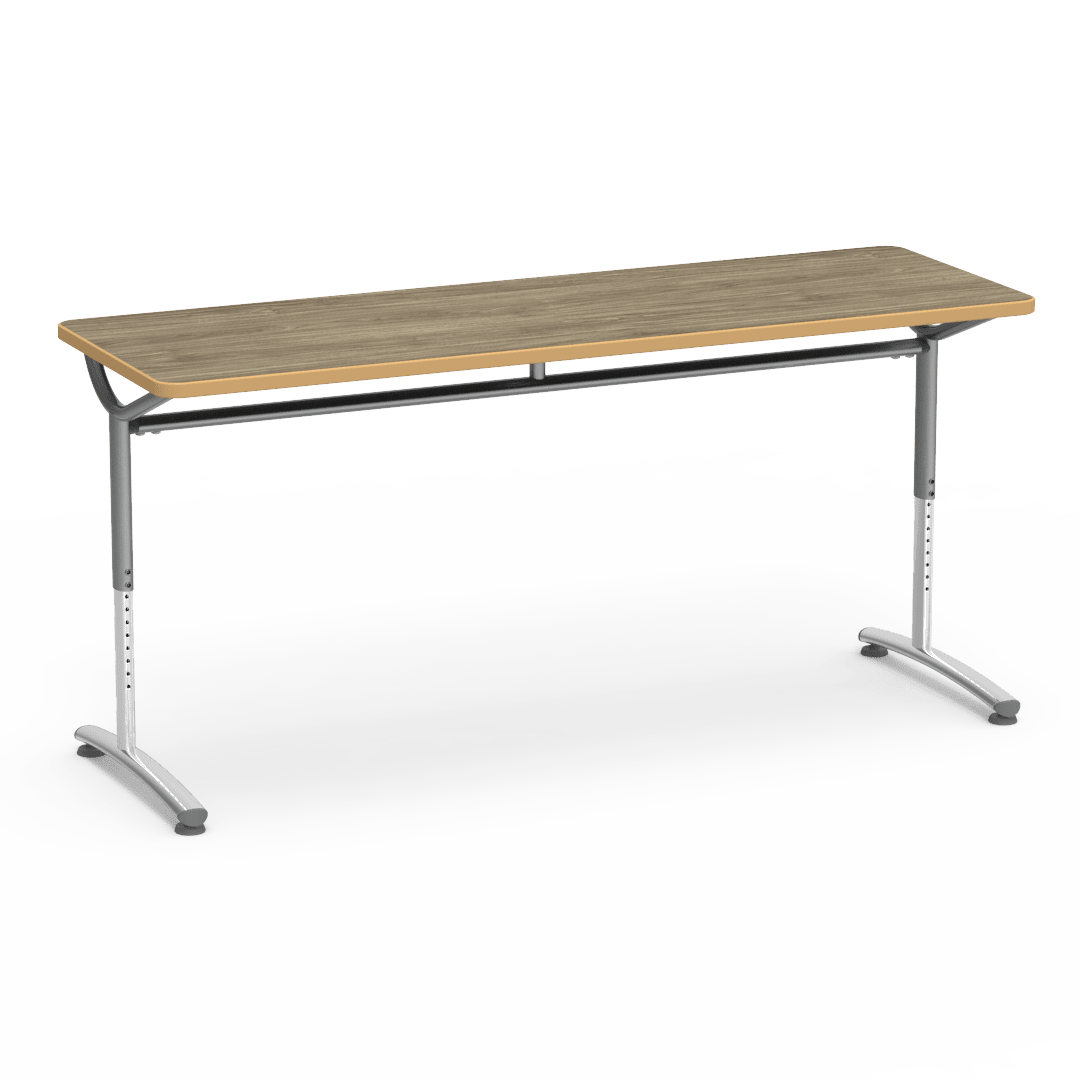 Virco TEXT Series Adjustable Height Training Table featuring Vertical Range and High - Performance Laminate Worksurface with Heavy - Gauge Steel Frame 72"W x 24"D x 26 - 34"H (TABLE - TE24728YADJ) - SchoolOutlet