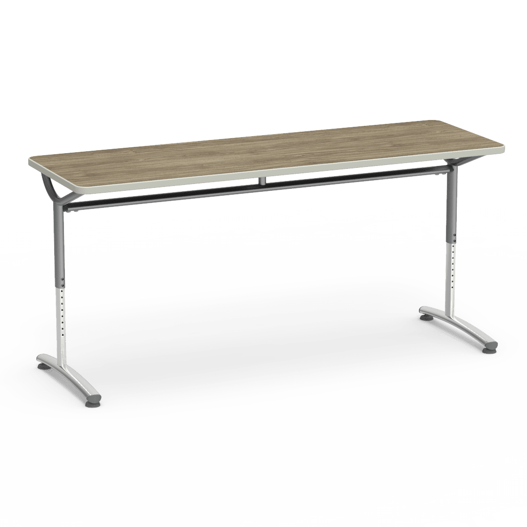 Virco TEXT Series Adjustable Height Training Table featuring Vertical Range and High - Performance Laminate Worksurface with Heavy - Gauge Steel Frame 72"W x 24"D x 26 - 34"H (TABLE - TE24728YADJ) - SchoolOutlet