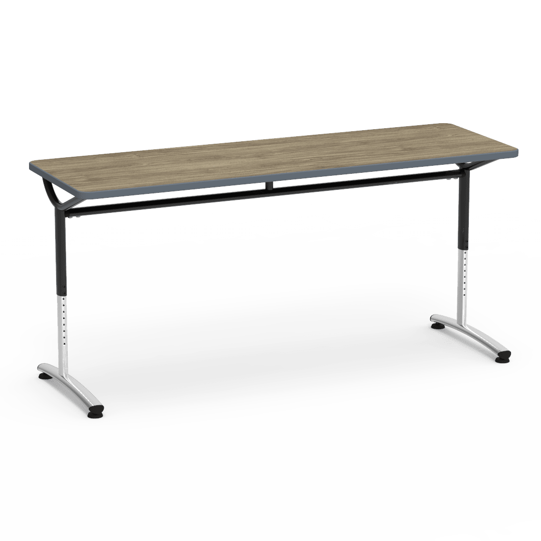 Virco TEXT Series Adjustable Height Training Table featuring Vertical Range and High - Performance Laminate Worksurface with Heavy - Gauge Steel Frame 72"W x 24"D x 26 - 34"H (TABLE - TE24728YADJ) - SchoolOutlet