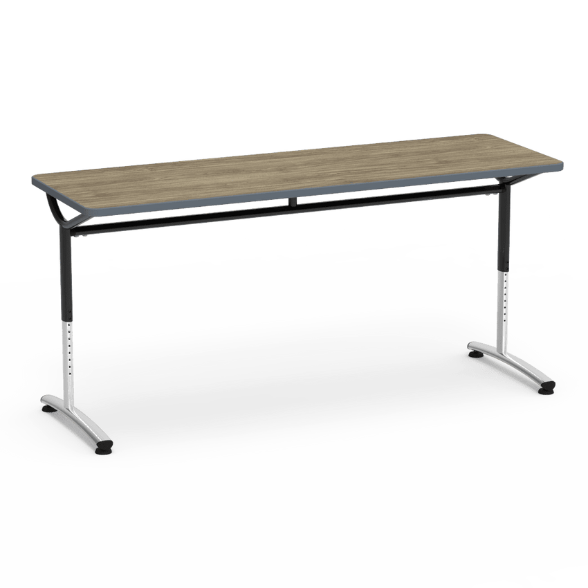 Virco TEXT Series Adjustable Height Training Table featuring Vertical Range and High - Performance Laminate Worksurface with Heavy - Gauge Steel Frame 72"W x 24"D x 26 - 34"H (TABLE - TE24728YADJ) - SchoolOutlet