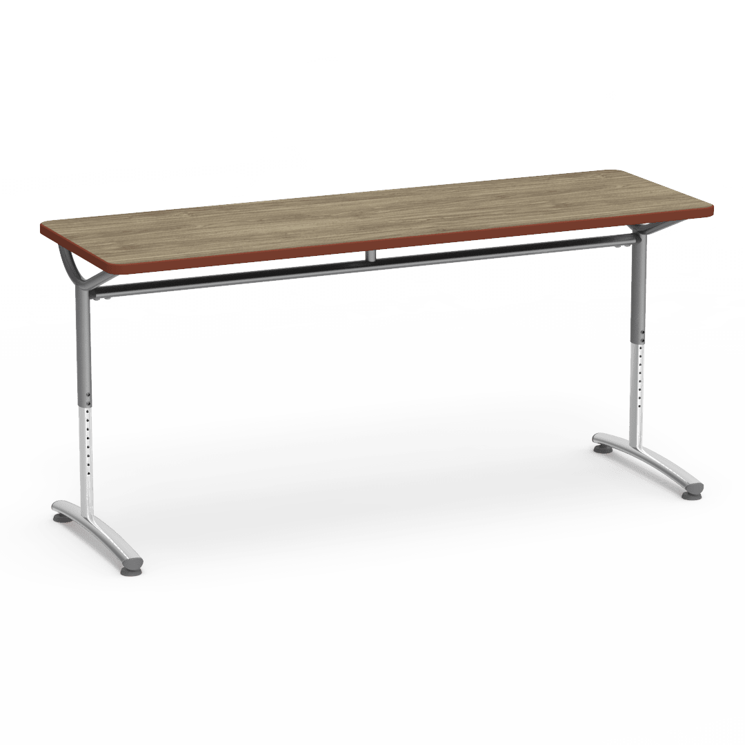 Virco TEXT Series Adjustable Height Training Table featuring Vertical Range and High - Performance Laminate Worksurface with Heavy - Gauge Steel Frame 72"W x 24"D x 26 - 34"H (TABLE - TE24728YADJ) - SchoolOutlet
