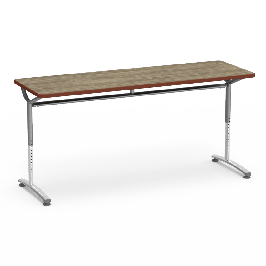 Virco TEXT Series Adjustable Height Training Table featuring Vertical Range and High - Performance Laminate Worksurface with Heavy - Gauge Steel Frame 72"W x 24"D x 26 - 34"H (TABLE - TE24728YADJ) - SchoolOutlet