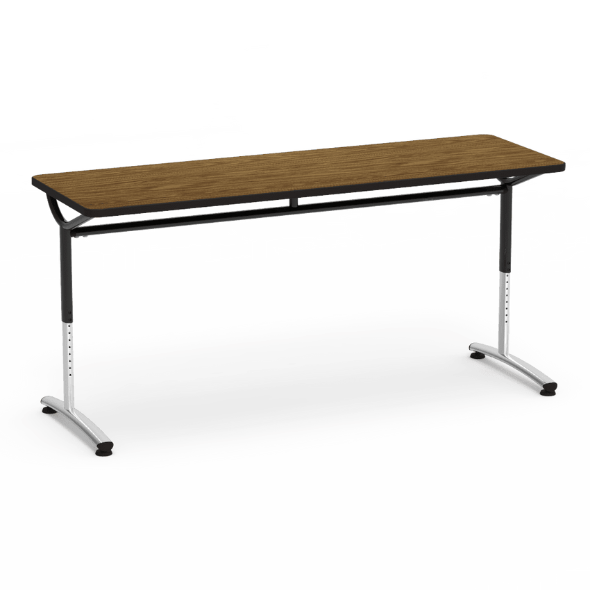 Virco TEXT Series Adjustable Height Training Table featuring Vertical Range and High - Performance Laminate Worksurface with Heavy - Gauge Steel Frame 72"W x 24"D x 26 - 34"H (TABLE - TE24728YADJ) - SchoolOutlet