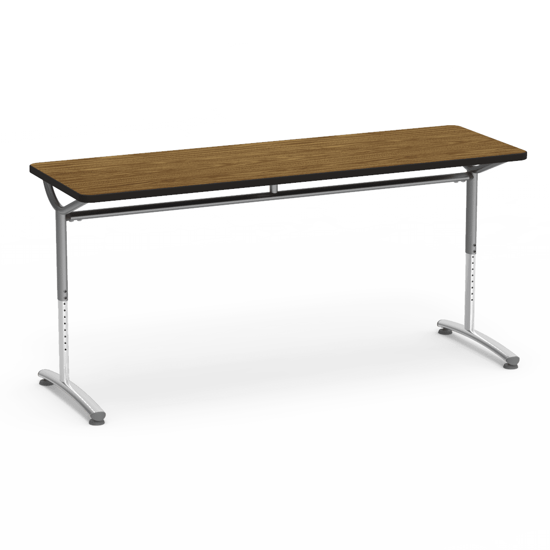 Virco TEXT Series Adjustable Height Training Table featuring Vertical Range and High - Performance Laminate Worksurface with Heavy - Gauge Steel Frame 72"W x 24"D x 26 - 34"H (TABLE - TE24728YADJ) - SchoolOutlet