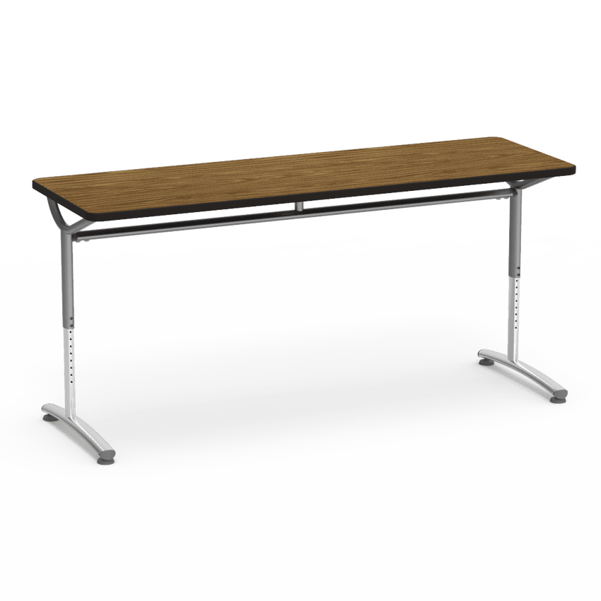 Virco TEXT Series Adjustable Height Training Table featuring Vertical Range and High - Performance Laminate Worksurface with Heavy - Gauge Steel Frame 72"W x 24"D x 26 - 34"H (TABLE - TE24728YADJ) - SchoolOutlet