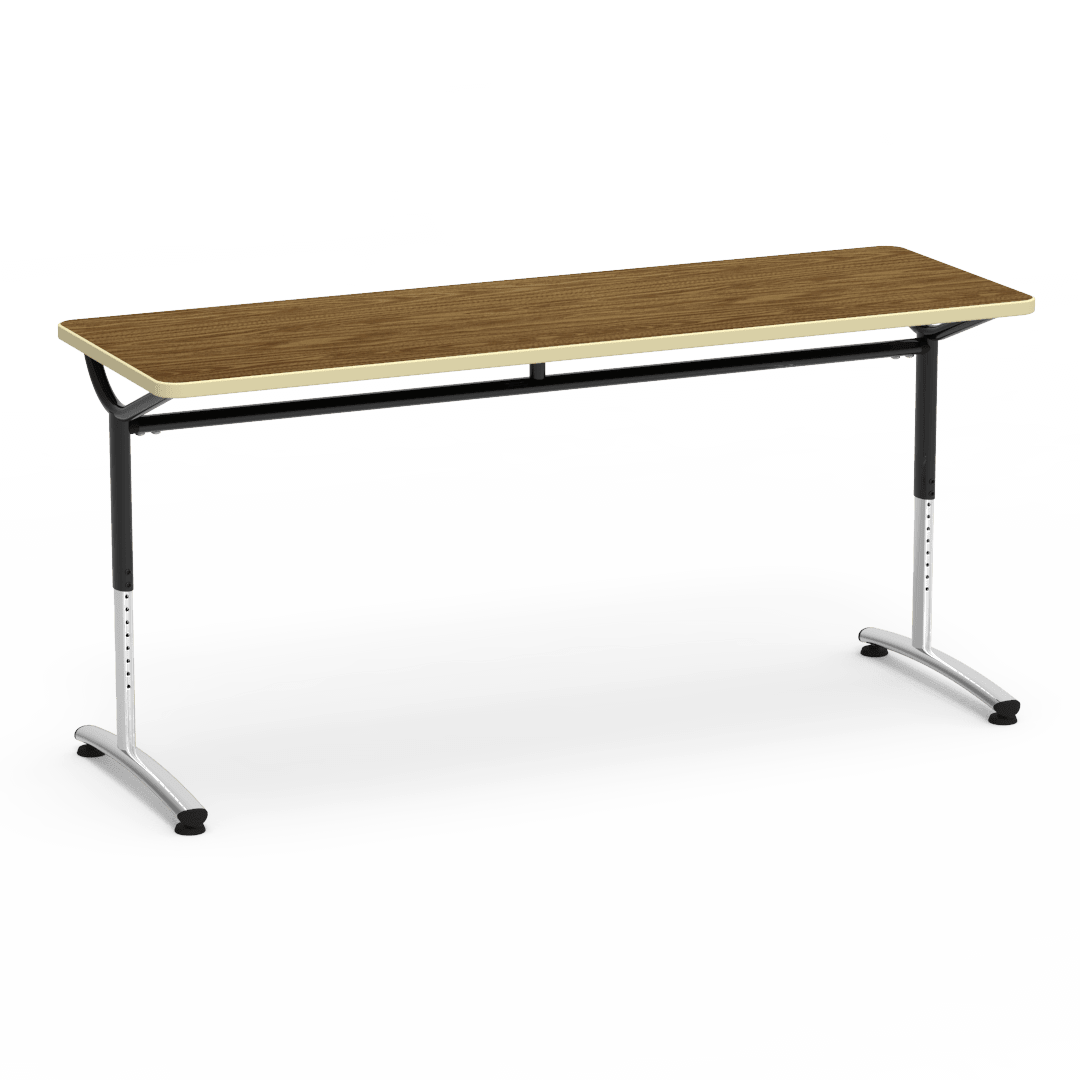 Virco TEXT Series Adjustable Height Training Table featuring Vertical Range and High - Performance Laminate Worksurface with Heavy - Gauge Steel Frame 72"W x 24"D x 26 - 34"H (TABLE - TE24728YADJ) - SchoolOutlet