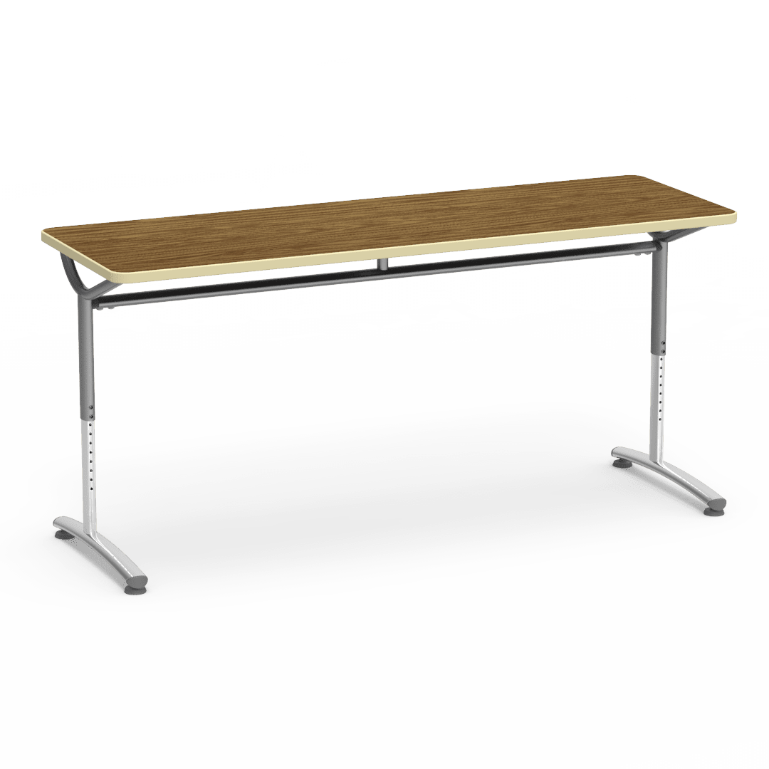 Virco TEXT Series Adjustable Height Training Table featuring Vertical Range and High - Performance Laminate Worksurface with Heavy - Gauge Steel Frame 72"W x 24"D x 26 - 34"H (TABLE - TE24728YADJ) - SchoolOutlet