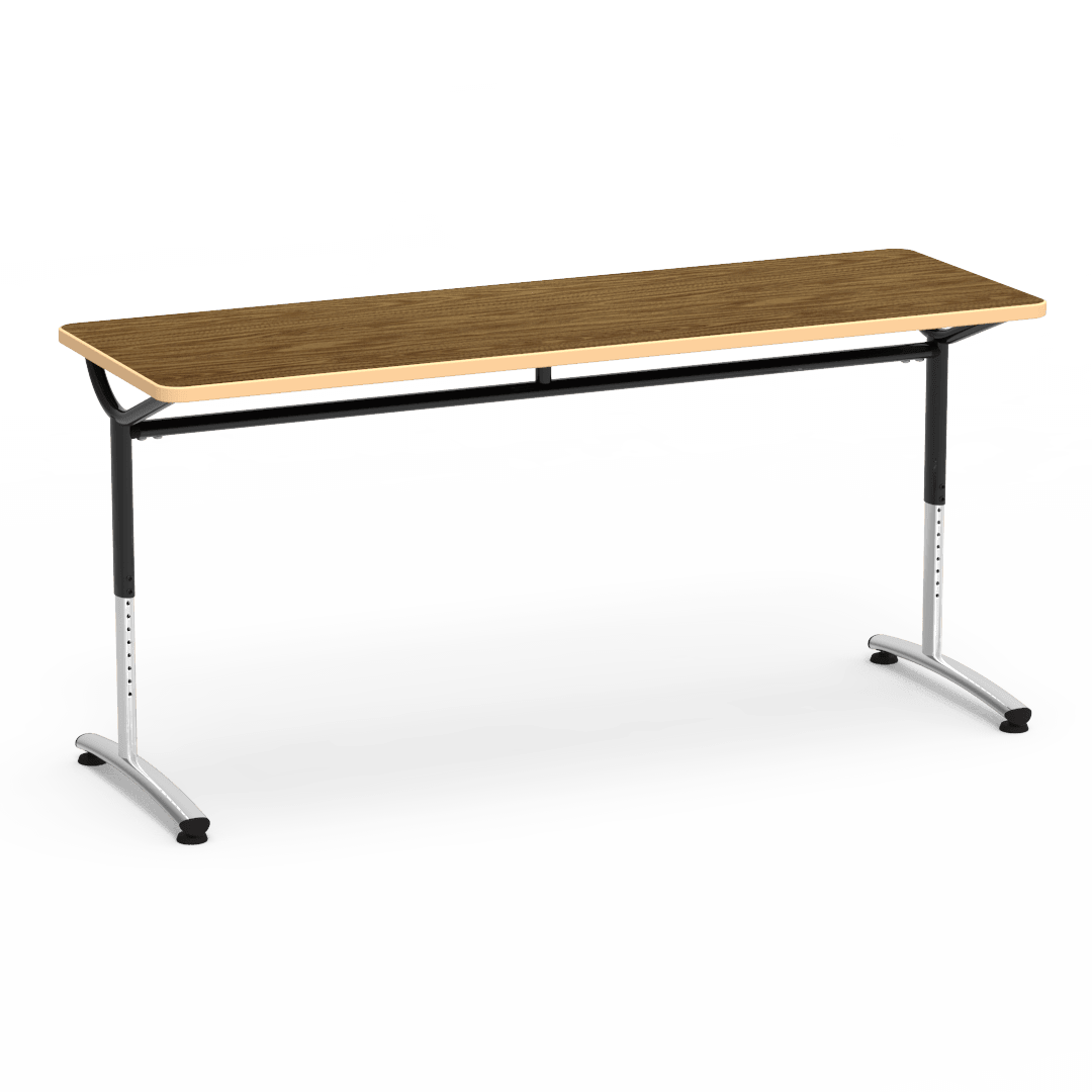 Virco TEXT Series Adjustable Height Training Table featuring Vertical Range and High - Performance Laminate Worksurface with Heavy - Gauge Steel Frame 72"W x 24"D x 26 - 34"H (TABLE - TE24728YADJ) - SchoolOutlet