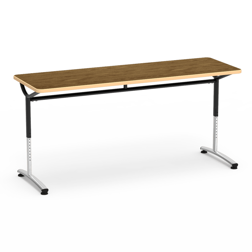 Virco TEXT Series Adjustable Height Training Table featuring Vertical Range and High - Performance Laminate Worksurface with Heavy - Gauge Steel Frame 72"W x 24"D x 26 - 34"H (TABLE - TE24728YADJ) - SchoolOutlet