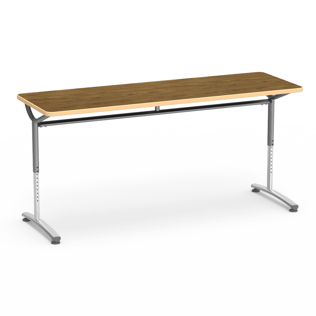 Virco TEXT Series Adjustable Height Training Table featuring Vertical Range and High - Performance Laminate Worksurface with Heavy - Gauge Steel Frame 72"W x 24"D x 26 - 34"H (TABLE - TE24728YADJ) - SchoolOutlet