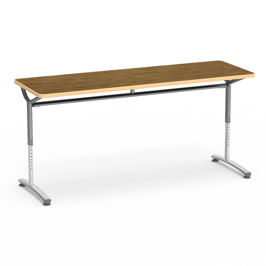 Virco TEXT Series Adjustable Height Training Table featuring Vertical Range and High - Performance Laminate Worksurface with Heavy - Gauge Steel Frame 72"W x 24"D x 26 - 34"H (TABLE - TE24728YADJ) - SchoolOutlet