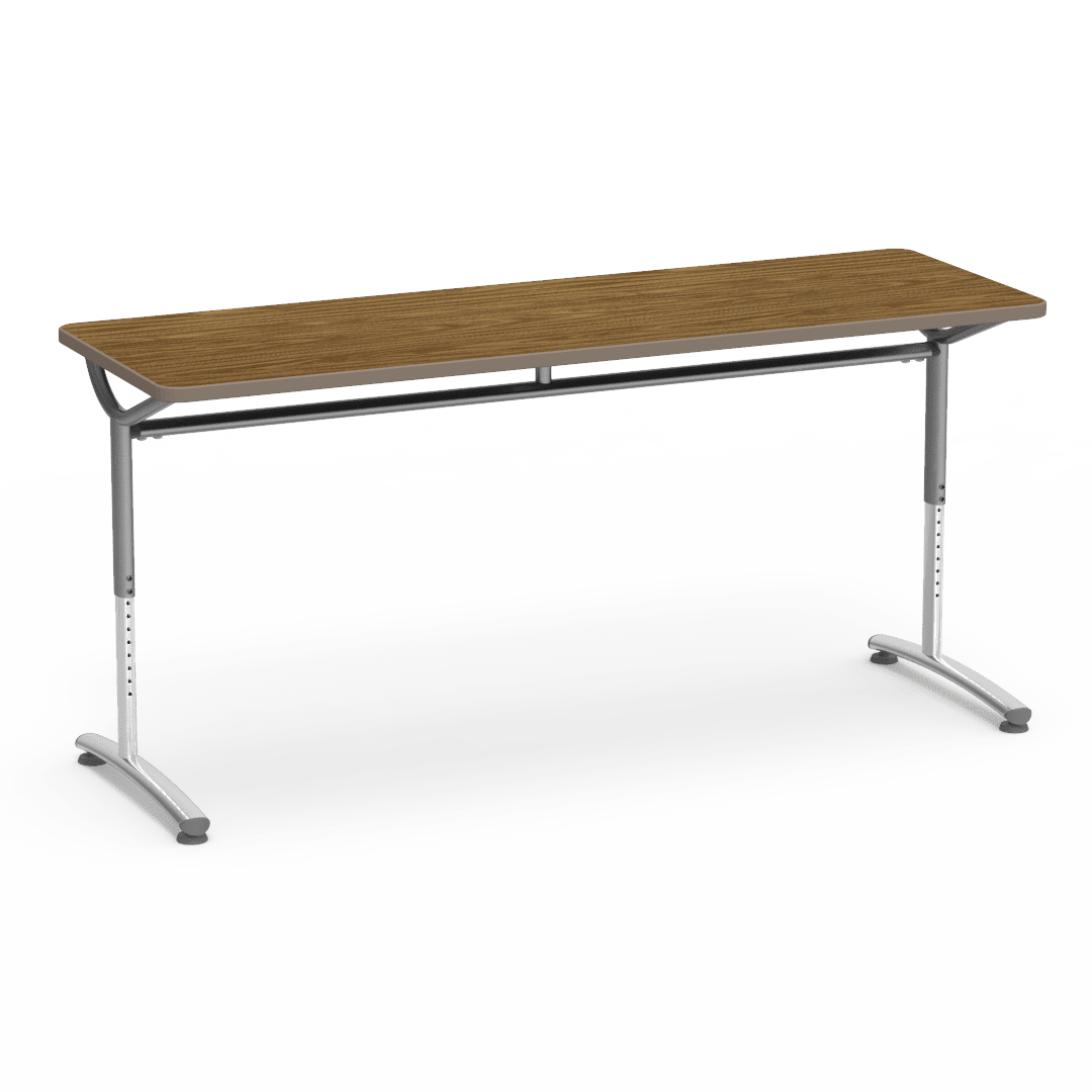 Virco TEXT Series Adjustable Height Training Table featuring Vertical Range and High - Performance Laminate Worksurface with Heavy - Gauge Steel Frame 72"W x 24"D x 26 - 34"H (TABLE - TE24728YADJ) - SchoolOutlet