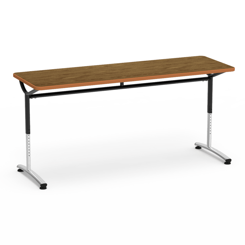 Virco TEXT Series Adjustable Height Training Table featuring Vertical Range and High - Performance Laminate Worksurface with Heavy - Gauge Steel Frame 72"W x 24"D x 26 - 34"H (TABLE - TE24728YADJ) - SchoolOutlet