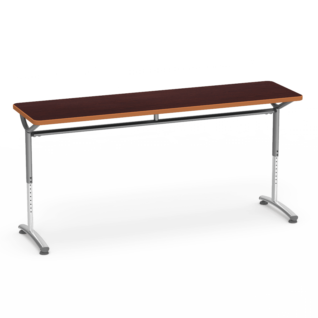 Virco TEXT Series Adjustable Height Training Table featuring Vertical Range and High - Performance Laminate Worksurface with Heavy - Gauge Steel Frame 72"W x 24"D x 26 - 34"H (TABLE - TE24728YADJ) - SchoolOutlet
