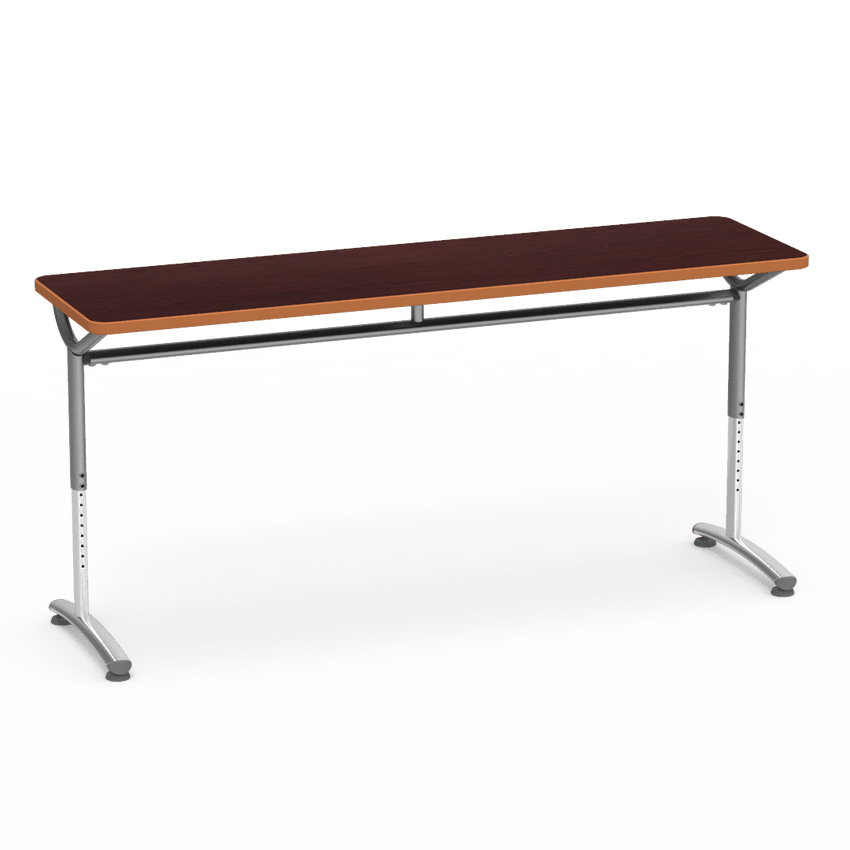 Virco TEXT Series Adjustable Height Training Table featuring Vertical Range and High - Performance Laminate Worksurface with Heavy - Gauge Steel Frame 72"W x 24"D x 26 - 34"H (TABLE - TE24728YADJ) - SchoolOutlet