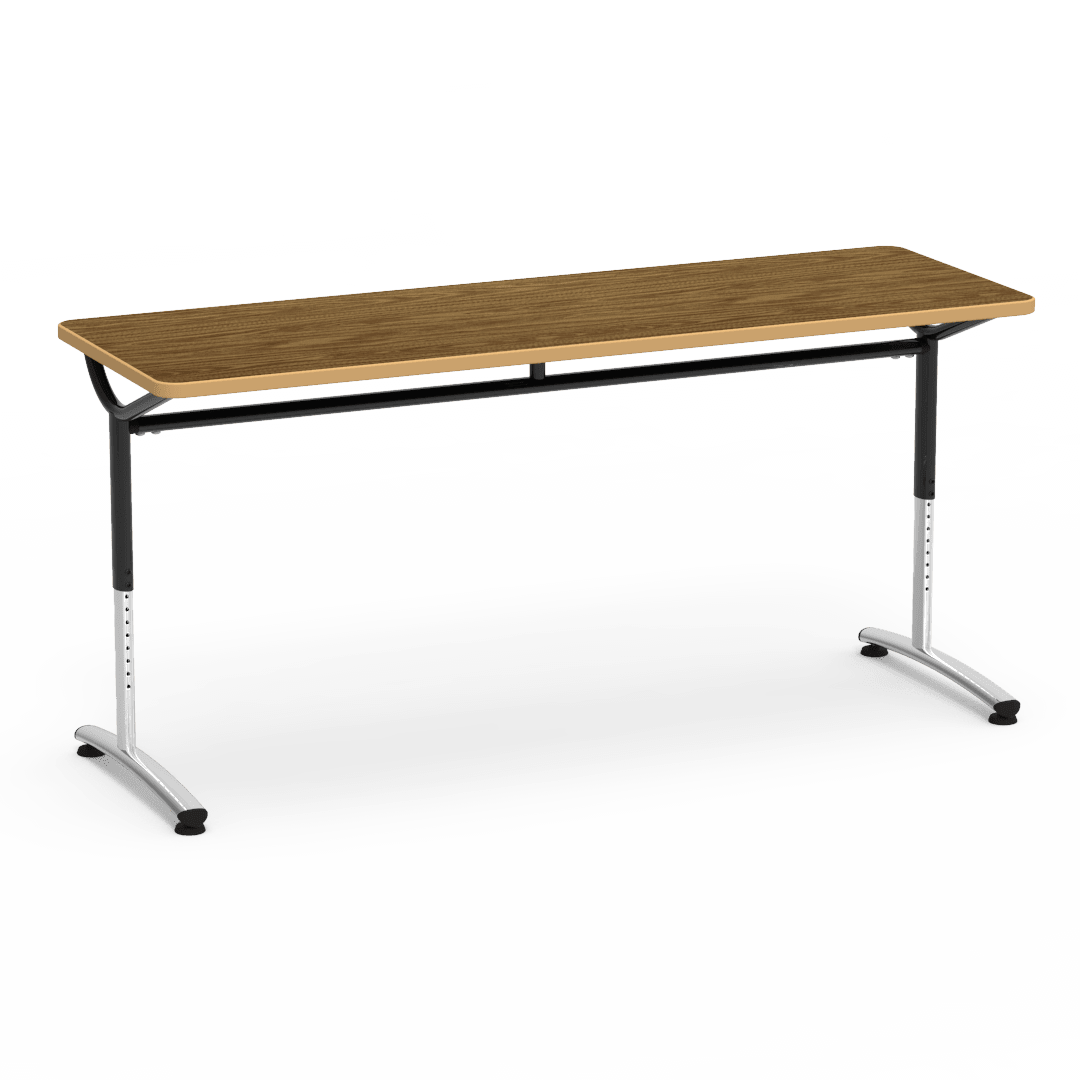 Virco TEXT Series Adjustable Height Training Table featuring Vertical Range and High - Performance Laminate Worksurface with Heavy - Gauge Steel Frame 72"W x 24"D x 26 - 34"H (TABLE - TE24728YADJ) - SchoolOutlet