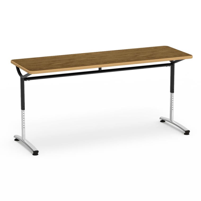 Virco TEXT Series Adjustable Height Training Table featuring Vertical Range and High - Performance Laminate Worksurface with Heavy - Gauge Steel Frame 72"W x 24"D x 26 - 34"H (TABLE - TE24728YADJ) - SchoolOutlet