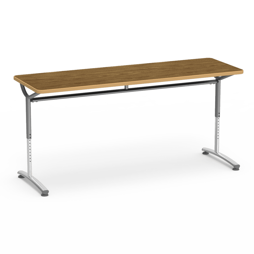 Virco TEXT Series Adjustable Height Training Table featuring Vertical Range and High - Performance Laminate Worksurface with Heavy - Gauge Steel Frame 72"W x 24"D x 26 - 34"H (TABLE - TE24728YADJ) - SchoolOutlet