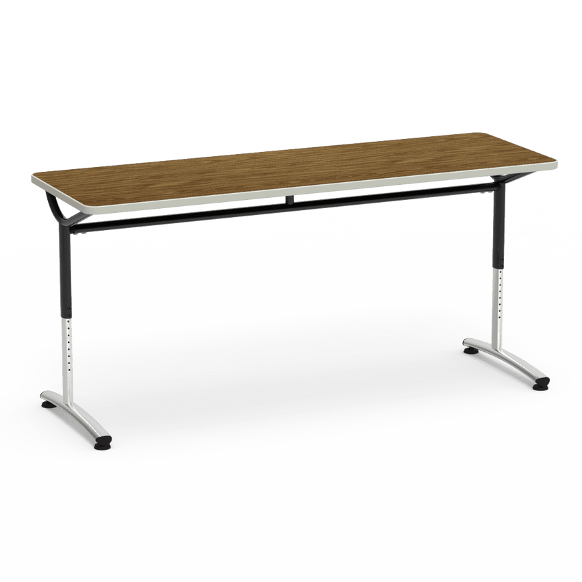 Virco TEXT Series Adjustable Height Training Table featuring Vertical Range and High - Performance Laminate Worksurface with Heavy - Gauge Steel Frame 72"W x 24"D x 26 - 34"H (TABLE - TE24728YADJ) - SchoolOutlet
