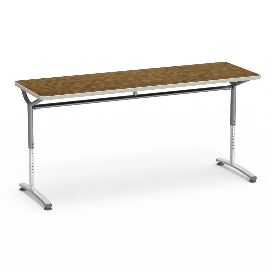 Virco TEXT Series Adjustable Height Training Table featuring Vertical Range and High - Performance Laminate Worksurface with Heavy - Gauge Steel Frame 72"W x 24"D x 26 - 34"H (TABLE - TE24728YADJ) - SchoolOutlet