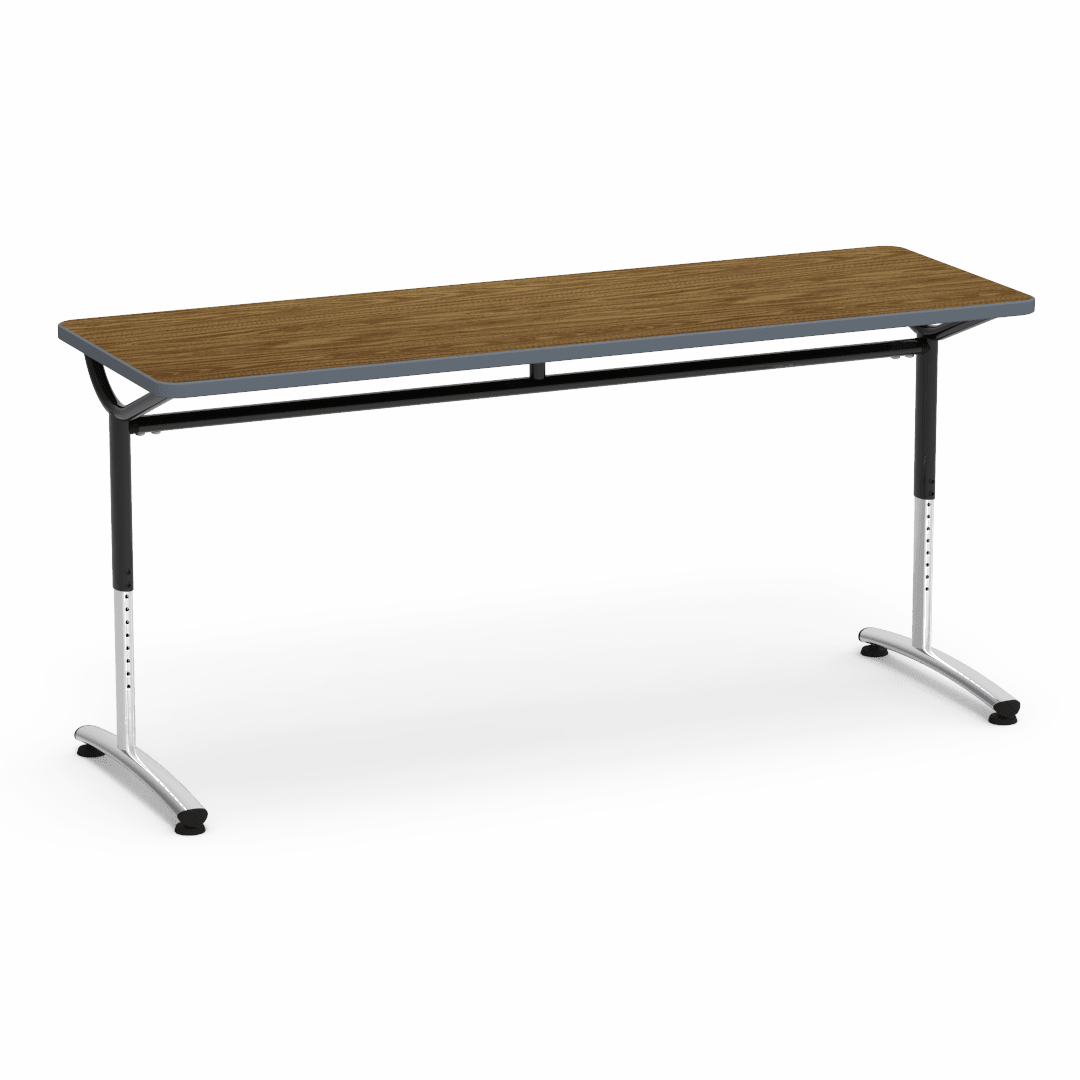 Virco TEXT Series Adjustable Height Training Table featuring Vertical Range and High - Performance Laminate Worksurface with Heavy - Gauge Steel Frame 72"W x 24"D x 26 - 34"H (TABLE - TE24728YADJ) - SchoolOutlet