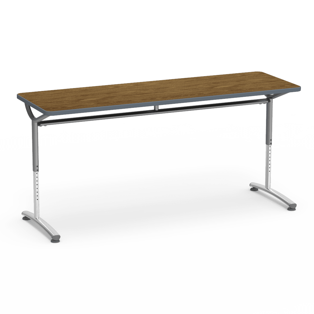 Virco TEXT Series Adjustable Height Training Table featuring Vertical Range and High - Performance Laminate Worksurface with Heavy - Gauge Steel Frame 72"W x 24"D x 26 - 34"H (TABLE - TE24728YADJ) - SchoolOutlet