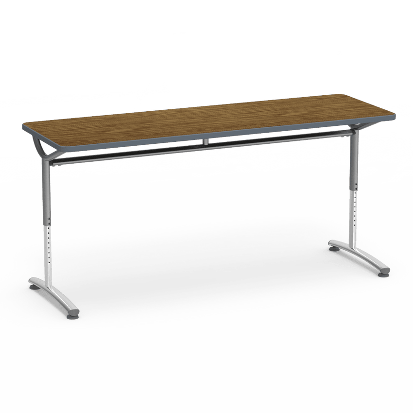 Virco TEXT Series Adjustable Height Training Table featuring Vertical Range and High - Performance Laminate Worksurface with Heavy - Gauge Steel Frame 72"W x 24"D x 26 - 34"H (TABLE - TE24728YADJ) - SchoolOutlet