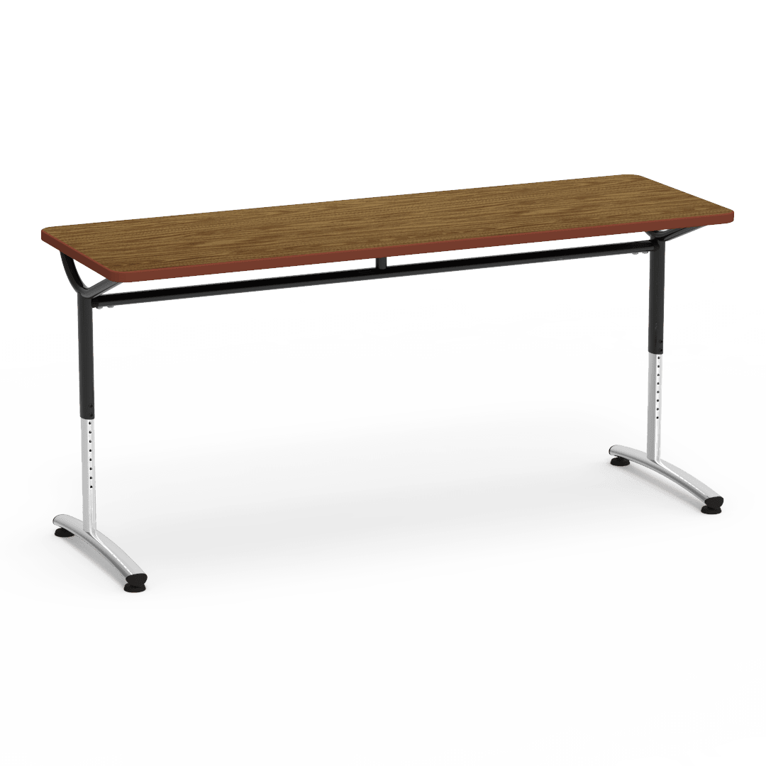 Virco TEXT Series Adjustable Height Training Table featuring Vertical Range and High - Performance Laminate Worksurface with Heavy - Gauge Steel Frame 72"W x 24"D x 26 - 34"H (TABLE - TE24728YADJ) - SchoolOutlet