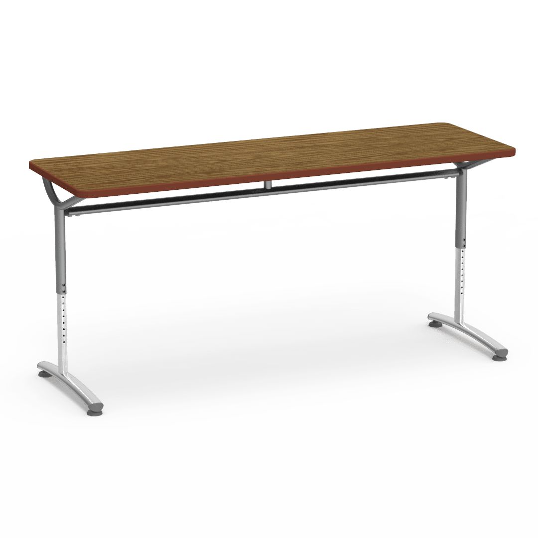 Virco TEXT Series Adjustable Height Training Table featuring Vertical Range and High - Performance Laminate Worksurface with Heavy - Gauge Steel Frame 72"W x 24"D x 26 - 34"H (TABLE - TE24728YADJ) - SchoolOutlet