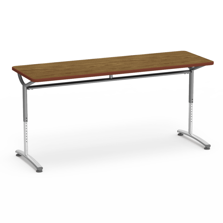 Virco TEXT Series Adjustable Height Training Table featuring Vertical Range and High - Performance Laminate Worksurface with Heavy - Gauge Steel Frame 72"W x 24"D x 26 - 34"H (TABLE - TE24728YADJ) - SchoolOutlet