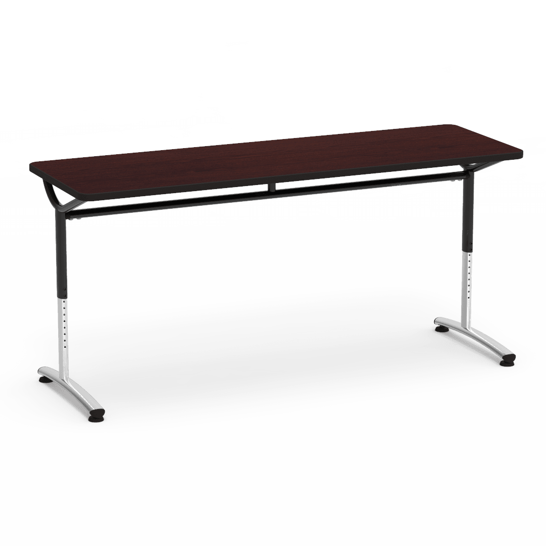 Virco TEXT Series Adjustable Height Training Table featuring Vertical Range and High - Performance Laminate Worksurface with Heavy - Gauge Steel Frame 72"W x 24"D x 26 - 34"H (TABLE - TE24728YADJ) - SchoolOutlet