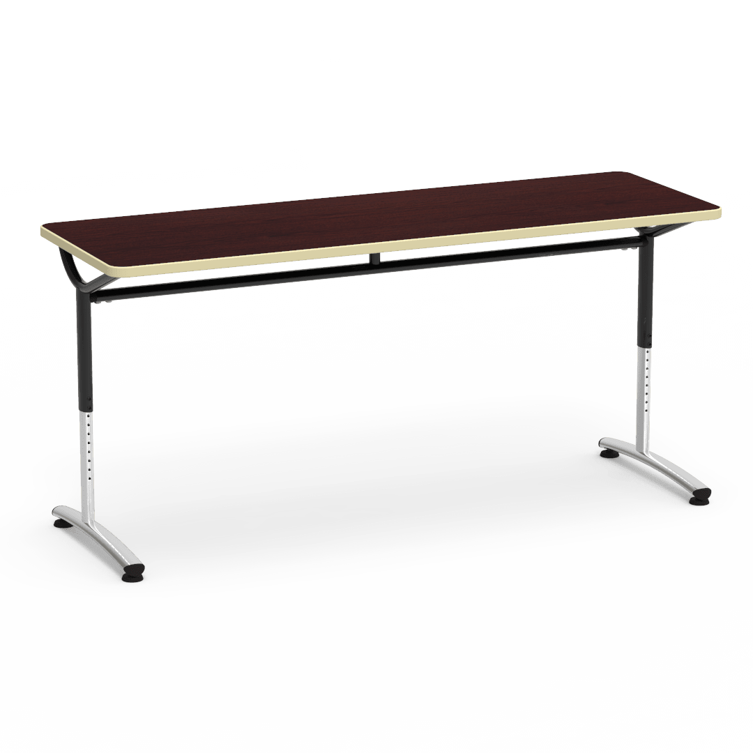 Virco TEXT Series Adjustable Height Training Table featuring Vertical Range and High - Performance Laminate Worksurface with Heavy - Gauge Steel Frame 72"W x 24"D x 26 - 34"H (TABLE - TE24728YADJ) - SchoolOutlet