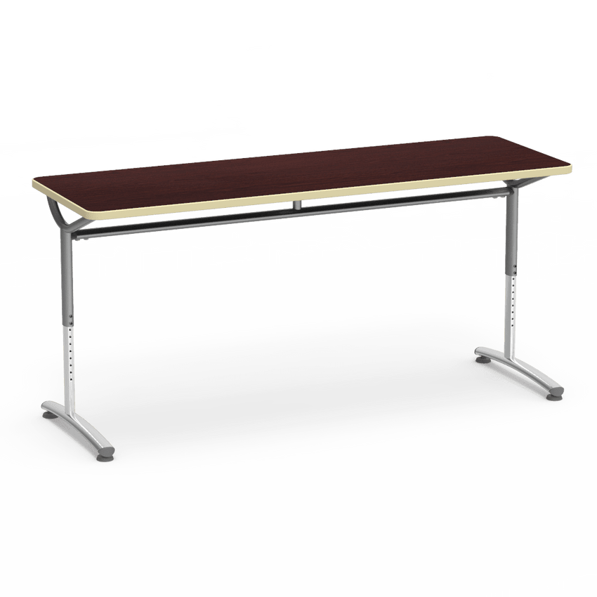 Virco TEXT Series Adjustable Height Training Table featuring Vertical Range and High - Performance Laminate Worksurface with Heavy - Gauge Steel Frame 72"W x 24"D x 26 - 34"H (TABLE - TE24728YADJ) - SchoolOutlet