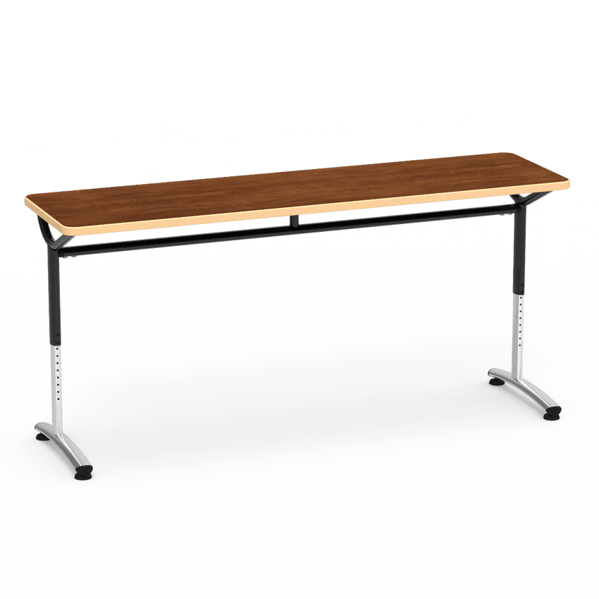 Virco TEXT Series Adjustable Height Training Table featuring Vertical Range and High - Performance Laminate Worksurface with Heavy - Gauge Steel Frame 72"W x 24"D x 26 - 34"H (TABLE - TE24728YADJ) - SchoolOutlet