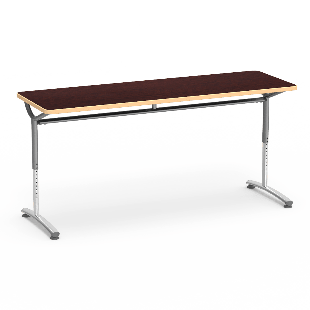 Virco TEXT Series Adjustable Height Training Table featuring Vertical Range and High - Performance Laminate Worksurface with Heavy - Gauge Steel Frame 72"W x 24"D x 26 - 34"H (TABLE - TE24728YADJ) - SchoolOutlet